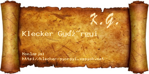 Klecker Györgyi névjegykártya